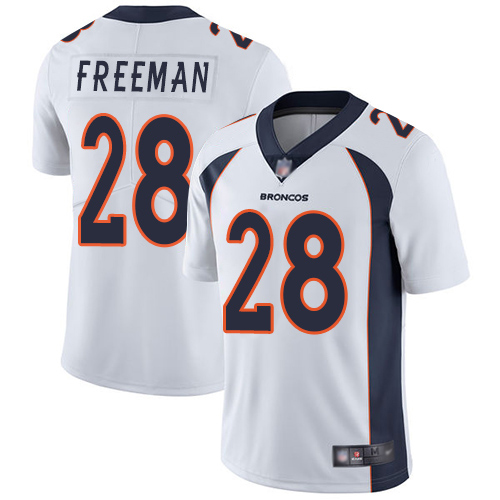 Men Denver Broncos 28 Royce Freeman White Vapor Untouchable Limited Player Football NFL Jersey